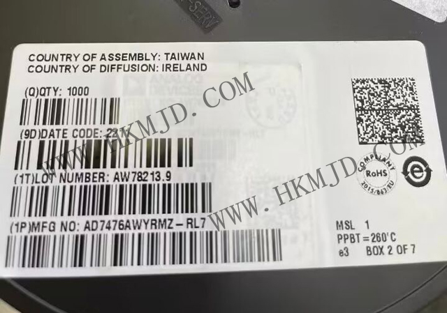 12位ADC AD7476AWYRMZ 1 MSPS、低功耗A/D轉(zhuǎn)換器，采用MSOP封裝