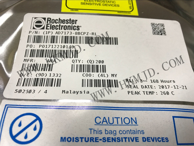 AD7173-8BCPZ：8/16通道、31.25kSPS、24位Σ-Δ型ADC