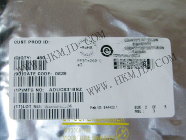 ADUC831BSZ：具有嵌入式62 KB閃存MCU的MicroConverter?、12位ADC和DAC