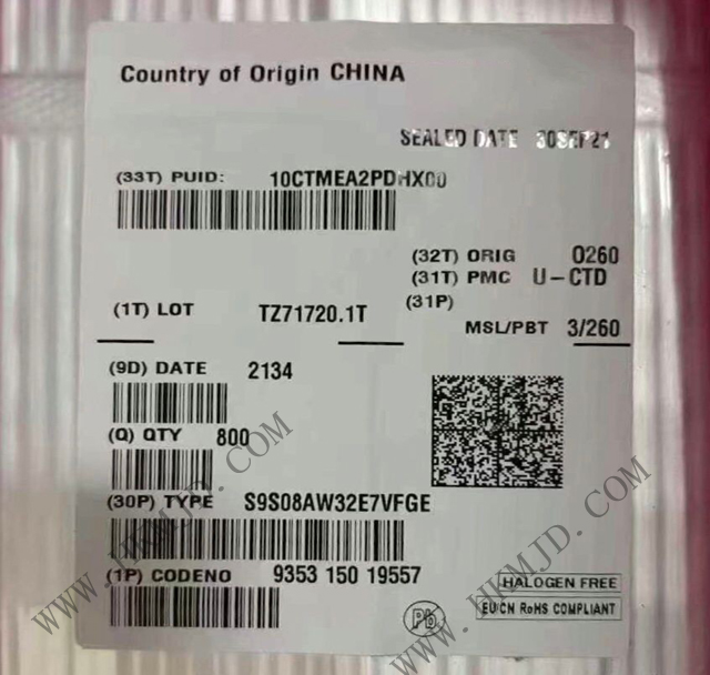 [供應(yīng)] S9S08AW32E7VFGE (NXP) 40MHz，8位 S08內(nèi)核 微控制器 IC