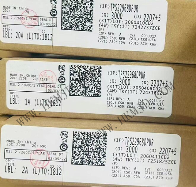 供應(yīng) TI TPS22968DPUR 雙通道超低電阻負(fù)載開(kāi)關(guān)，帶受控導(dǎo)通功能