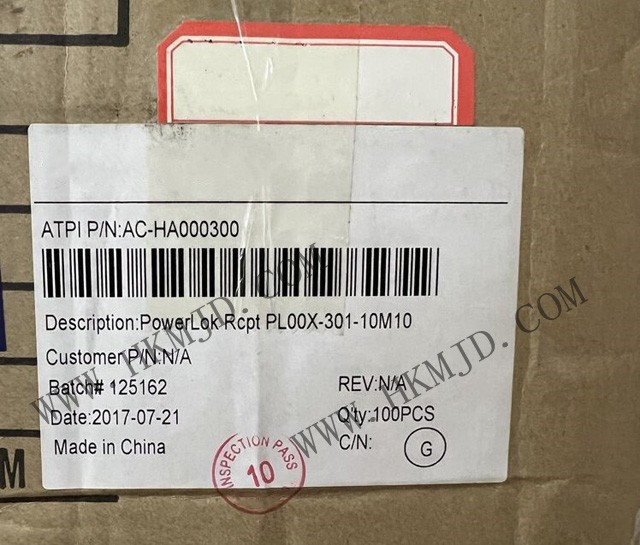 安費諾 PowerLok? PL00X-301-10M10 電動汽車連接器 —— GEN 1 單極 1000V/300A 高壓插座