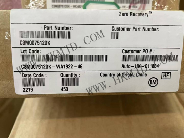 現(xiàn)貨供應(yīng) Wolfspeed C3M0075120K 1200V SiC MOSFET，75mΩ 低導(dǎo)通電阻