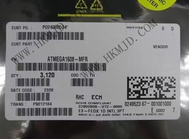 供應 Microchip ATMEGA1608-MFR 20MHz 8位AVR核心微控制器