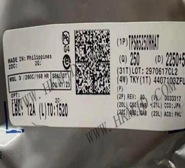 [出售原裝] TPS65250RHAT (TI) 高電流、同步三路降壓轉(zhuǎn)換器